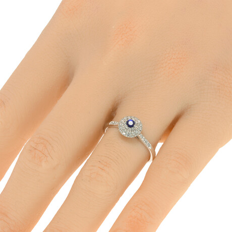Prestige Selection 18K White Gold Diamond + Sapphire Ring // Ring Size: 7.25 // Store Display