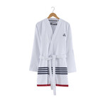 Brooks Brothers Nautical Blanket Stripe Bathrobe // White