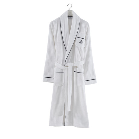 Brooks Brothers Waffle Terry Bathrobe // White