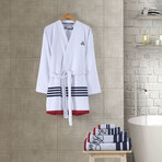 Brooks Brothers Nautical Blanket Stripe Bathrobe // White