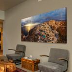 Santorini Sunset Print on Wrapped Canvas (6"H x 12"W x 1.5"D)