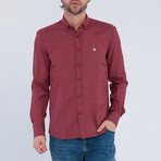 Everett Long Sleeve Button Up Shirt // Bordeaux (L)