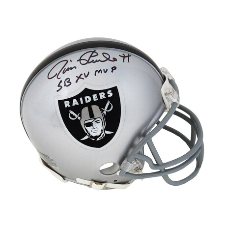 Jim Plunkett // Las Vegas Raiders // Signed Riddell Mini Helmet w/ "SB XV MVP" Inscription