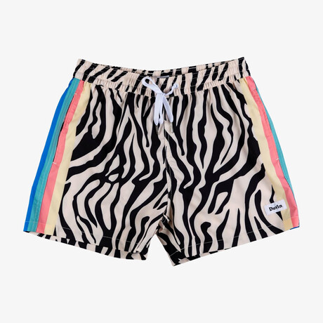 Zebra Disco Swim Shorts // Cream (S)