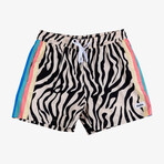 Zebra Disco Swim Shorts // Cream (L)