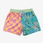 Checker Split Swim Shorts // Pink (M)