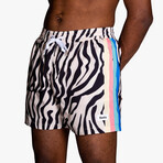 Zebra Disco Swim Shorts // Cream (M)
