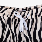 Zebra Disco Swim Shorts // Cream (S)