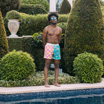 Checker Split Swim Shorts // Pink (XL)