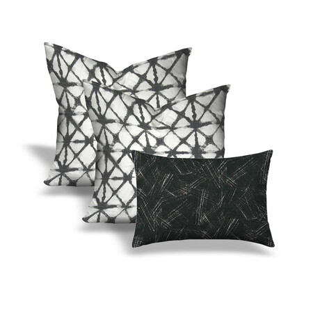 Charcoal Collection // SHIBORI LUXE + VORTEX Throw Pillows // Set of 3