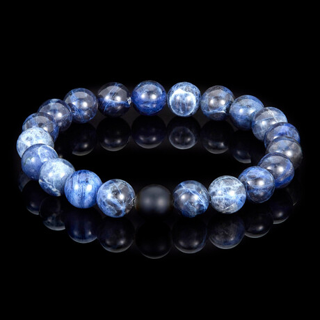Sodalite + Matte Onyx Stone Stretch Bracelet // 8.25"