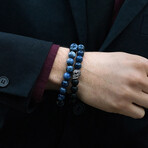 Sodalite + Matte Onyx Stone Stretch Bracelet // 8.25"