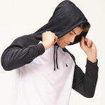 Myles Baseball-Sleeve Hoodie // White + Dark Blue (S)