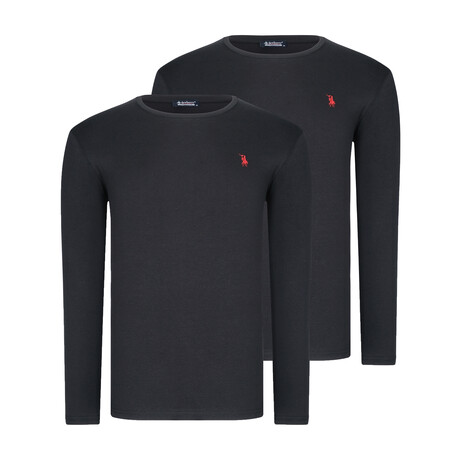 Darby Round Neck Sweatshirts // Set of 2 // Black + Black (S)