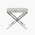 Arabella Cowhide Upholstered Stool // Steel Legs