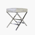 Arabella Cowhide Upholstered Stool // Steel Legs