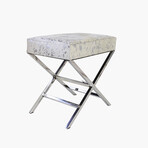 Arabella Cowhide Upholstered Stool // Steel Legs