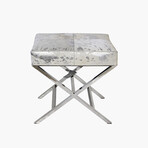 Arabella Cowhide Upholstered Stool // Steel Legs