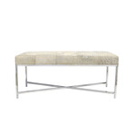 Arabella Cowhide Upholstered Bench // X Base Legs
