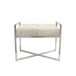 Arabella Cowhide Upholstered Bench // Steel Legs + Handles