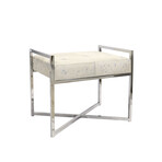 Arabella Cowhide Upholstered Bench // Steel Legs + Handles