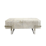 Arabella Cowhide Upholstered Bench // Silver Steel Legs