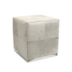 Arabella Cowhide Upholstered Ottoman // Steel Base