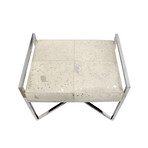 Arabella Cowhide Upholstered Bench // Steel Legs + Handles