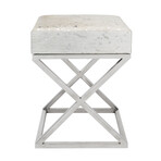 Arabella Cowhide Upholstered Bench // Silver X Base Legs