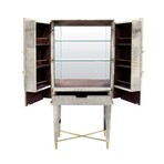 Arabella Steel + Cowhide Upholstered Bar Cabinet