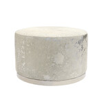 Arabella Cowhide Upholstered Round Ottoman // Silver Steel Base