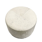 Arabella Cowhide Upholstered Round Ottoman // Silver Steel Base