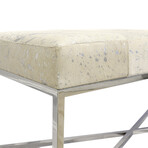 Arabella Cowhide Upholstered Bench // X Base Legs