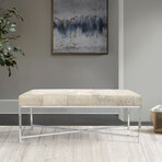 Arabella Cowhide Upholstered Bench // X Base Legs