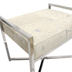 Arabella Cowhide Upholstered Bench // Steel Legs + Handles