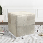 Arabella Cowhide Upholstered Ottoman // Steel Base