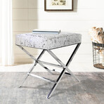 Arabella Cowhide Upholstered Stool // Steel Legs