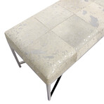 Arabella Cowhide Upholstered Bench // X Base Legs