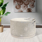 Arabella Cowhide Upholstered Round Ottoman // Silver Steel Base