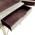 Arabella Steel + Cowhide Upholstered Bar Cabinet