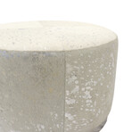 Arabella Cowhide Upholstered Round Ottoman // Silver Steel Base