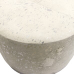 Arabella Cowhide Upholstered Round Ottoman // Silver Steel Base