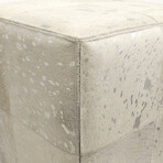 Arabella Cowhide Upholstered Ottoman // Steel Base