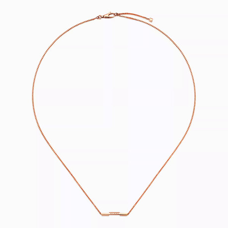 Gucci // Link to Love Necklace 18K Rose Gold Gucci Bar // 17.7" // New