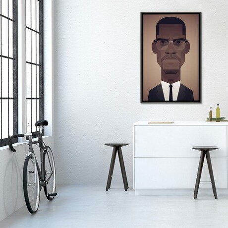 Malcolm X by Stanley Chow (26"H x 18"W x 0.75"D)