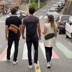 Leather 3 in 1 Sling Backpack // Black
