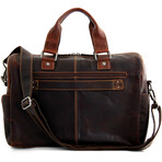 Zippered Briefcase With Front Flap Pocket // Brown