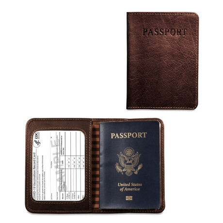 Passport Cover // Vaccine Card Holder // Brown
