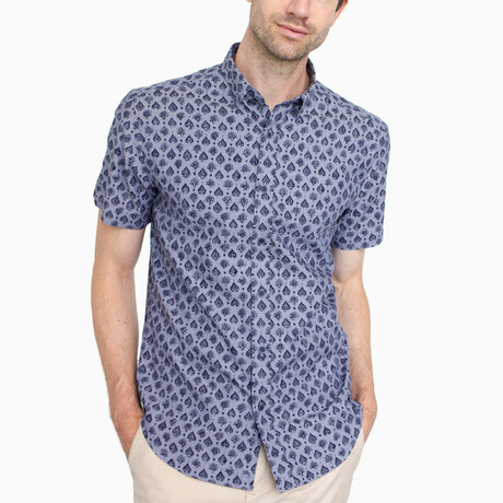 Paisley Button Down Shirt // Blue + Navy (XL)