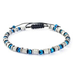 Natural Stone Multi-Shape Beaded Bracelet // Silver + Blue